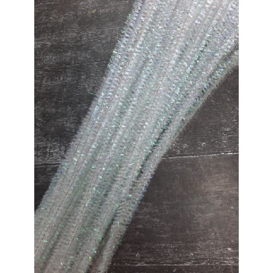 Проволока синельная металлик 30 см цв.белый перламутр, цена за 10 шт